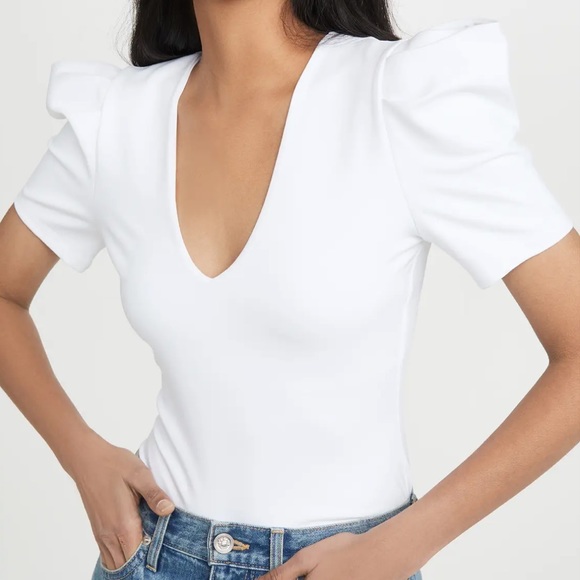 Susana Monaco Pleated Sleeve Deep V Top in Peony - Picture 5 of 6